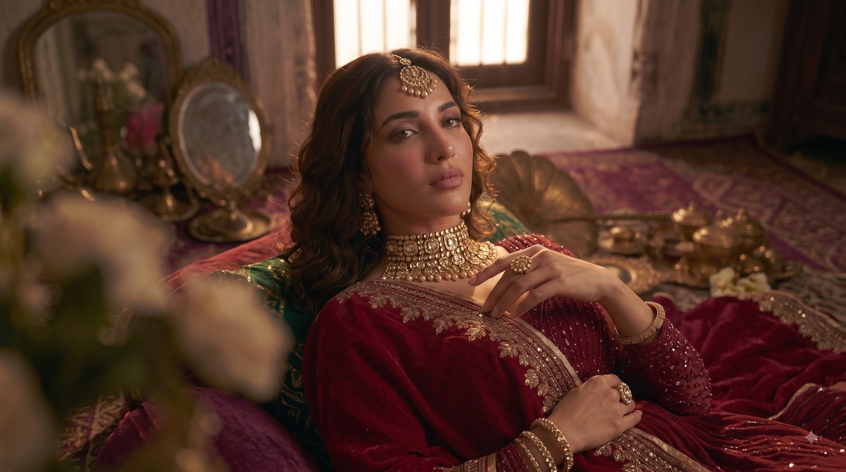 Master artisan hand-embroidering bridal zardozi