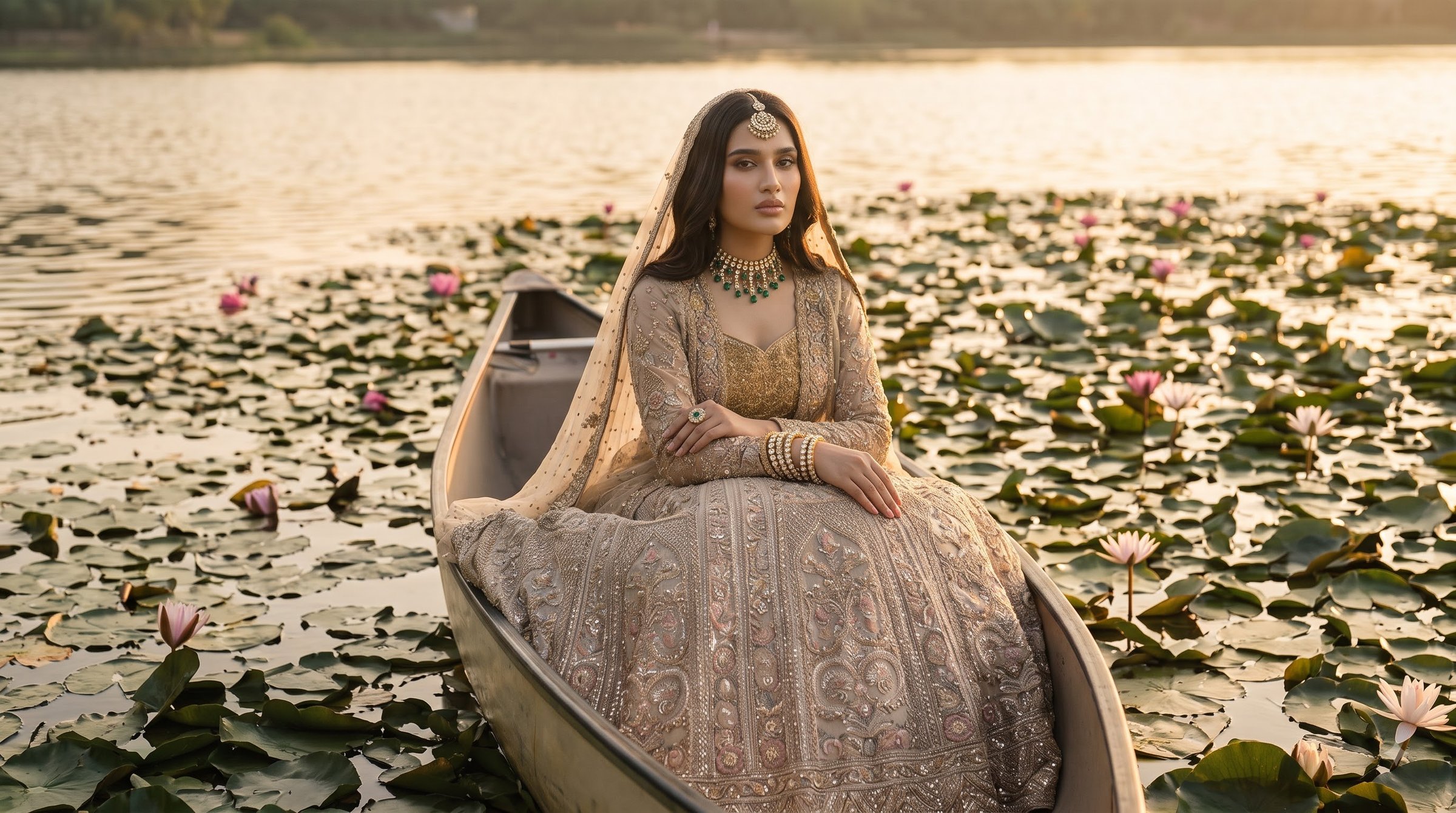 Noor-e-Kashmir Sovereign Tilla Embroidered Silk Lehenga view 7