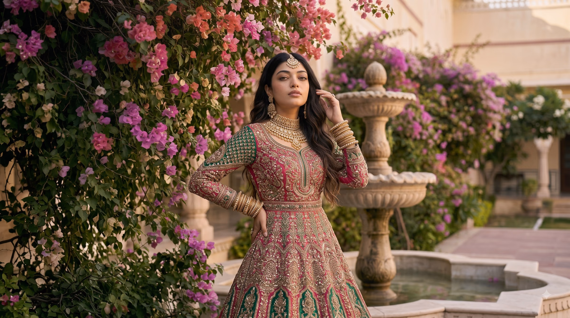 Kavya Mustard Gold Tissue & Marodi Work Bridal Lehenga view 8